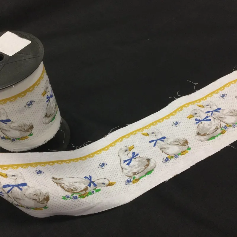 Látky, Bavlnené bordúry, Bavlnené plátno - Bavlnená bordúra 12 cm kačičky