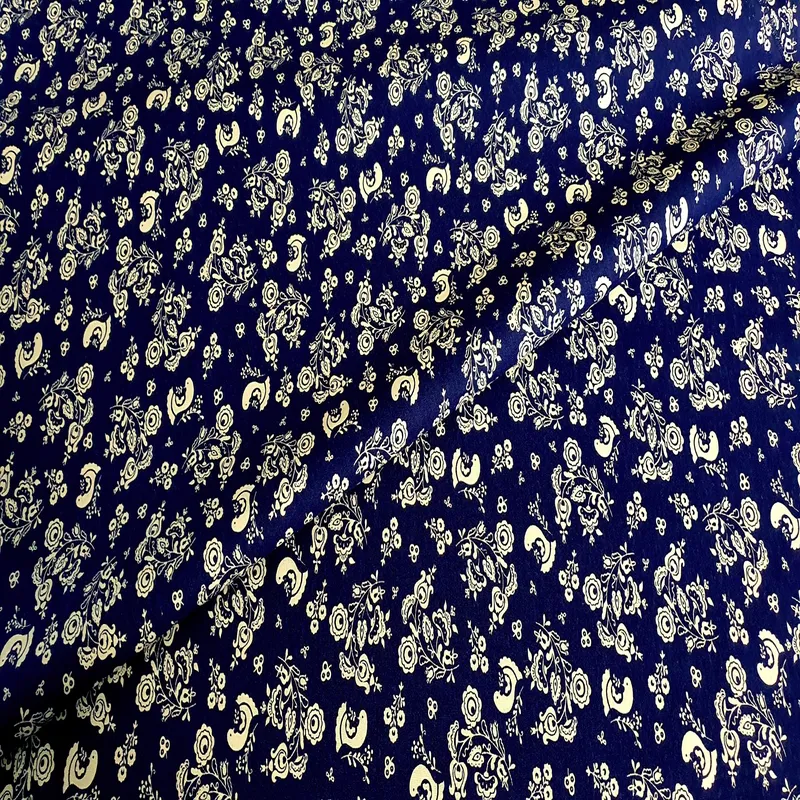 Bavlnené látky, Látky metráž, Bavlnené plátno - Bavlnená látka Foklór kvet+holub modrá