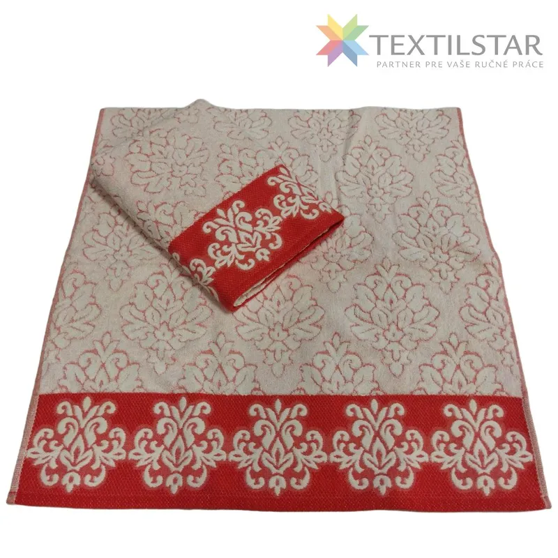 Bytový textil a dekorácie, Uteráky, osušky - Bavlnená osuška Super Soft Line 70x140 cm - červená s ornamentom