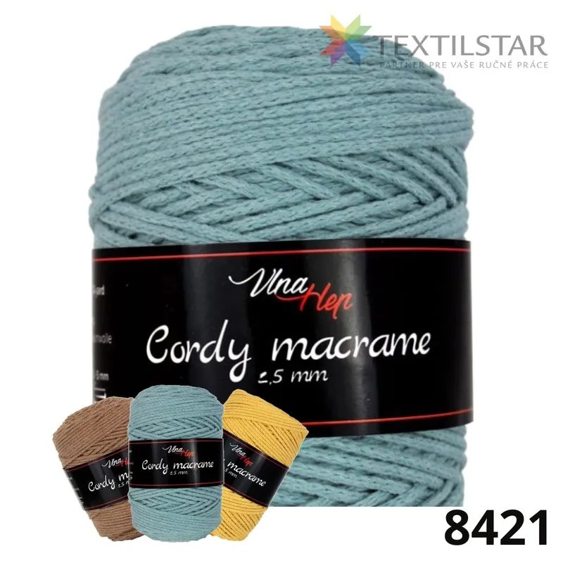 Cordy 2,5mm - macrame 8421- zelená
