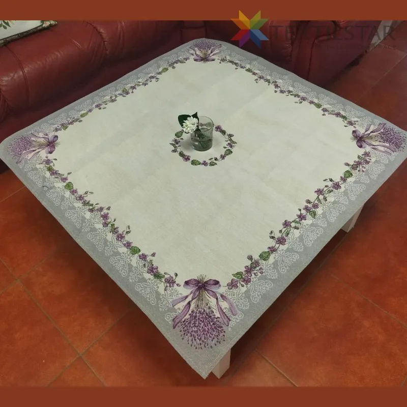 Dekoračné obrusy, behúne, Bytový textil a dekorácie - Gobelínový obrus na stôl 100x100 Fialky a levanduľa