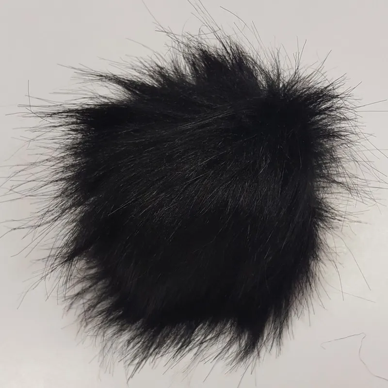 Galantéria, Brmbolce - Kožušinový brmbolec na čiapku 12 cm čierna