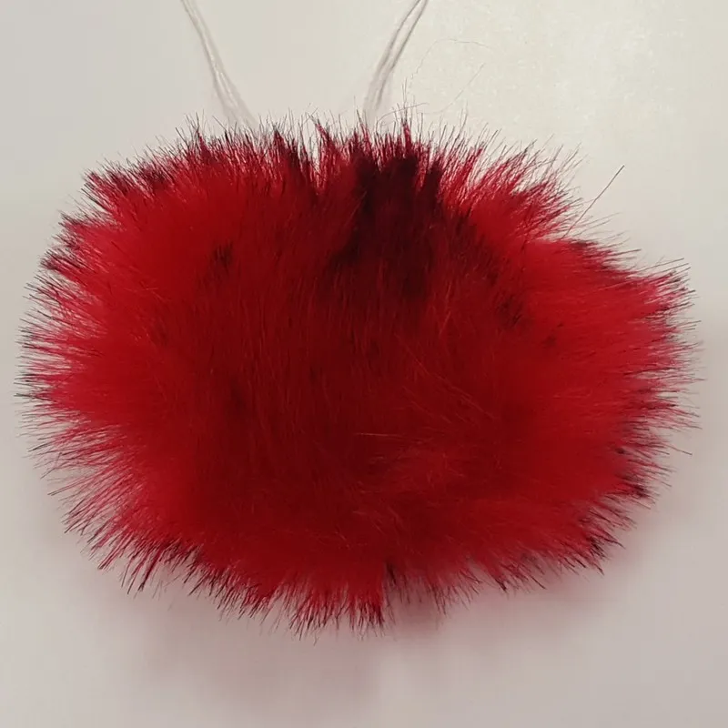 Brmbolce, Galantéria - Kožušinový brmbolec na čiapku 12 cm -červená