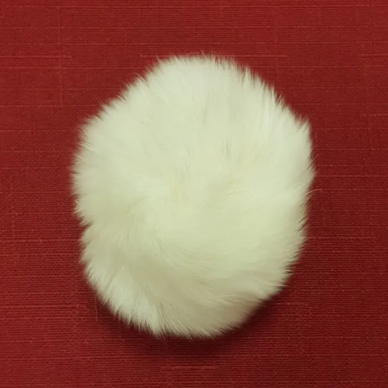 Galantéria, Brmbolce - Kožušinový brmbolec na čiapku 4 cm -biela