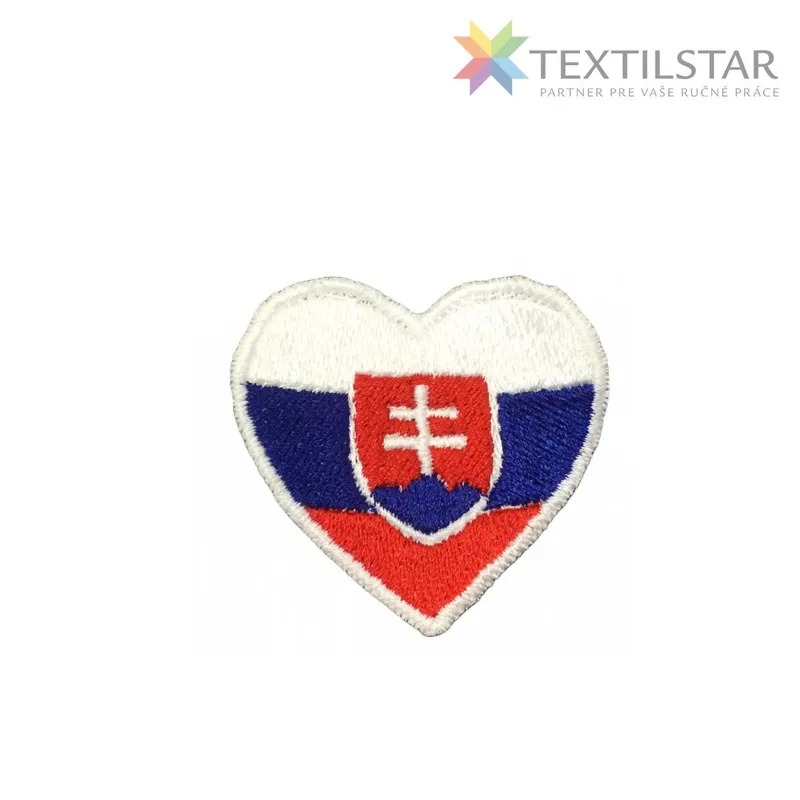 Nášivky, Galantéria - Našívacia aplikácia Slovenský znak v srdci 3,5 cm