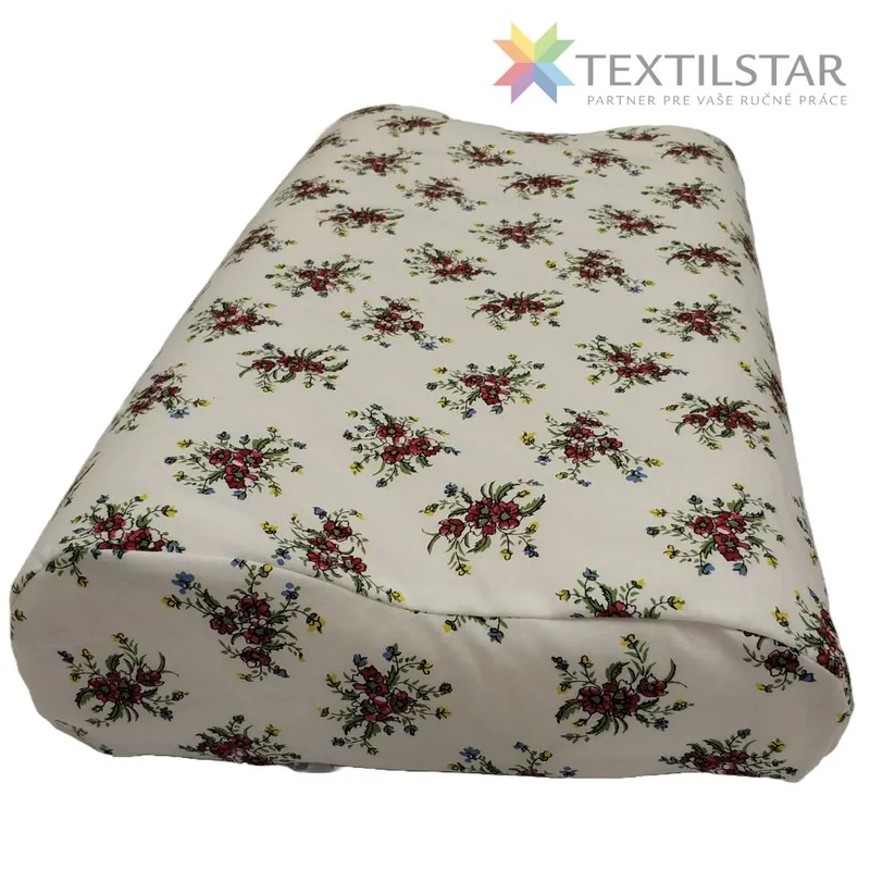 Bytový textil a dekorácie, Vankúšiky, Obliečky vankúše, Obliečky na anatomický vankúš, Výrobky z našej dielne - Obliečka na anatomický vankúš 30x50  ružičky na bielom podklade