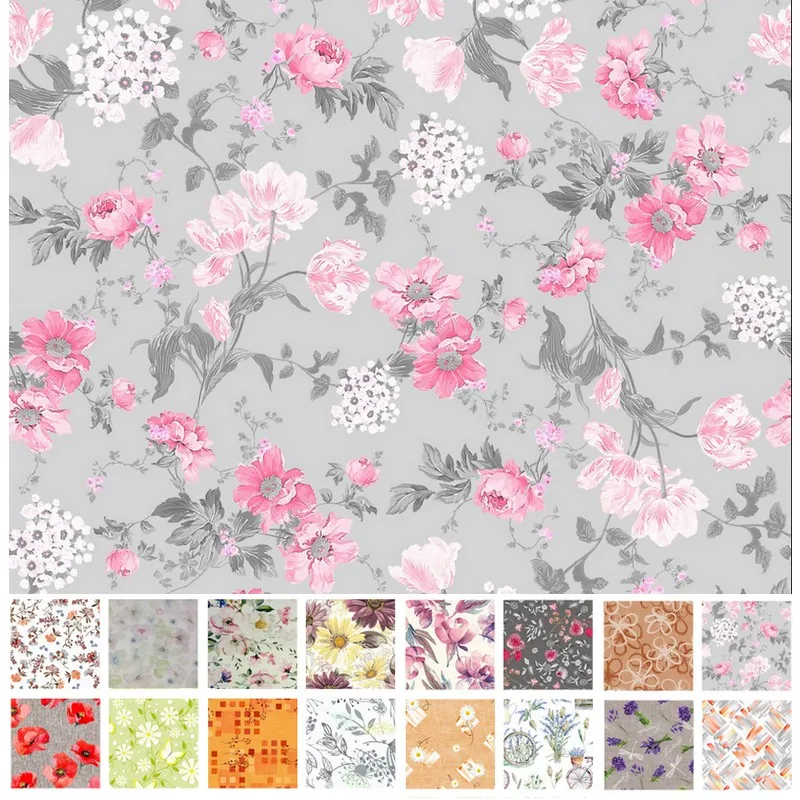 Teflónové obrusy, Bytový textil a dekorácie - Obrus odolný voči škvrnám 120x140 cm Ružové a biele kvety na šedom