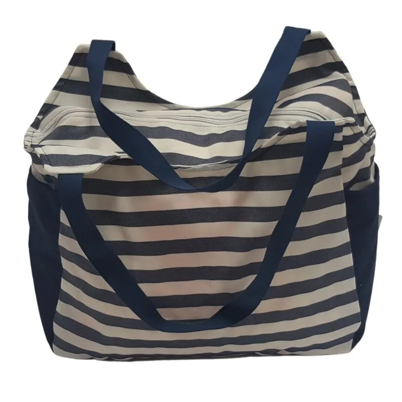Plážové tašky, Výrobky z našej dielne - Plážová taška rodinná modrá s pásikom