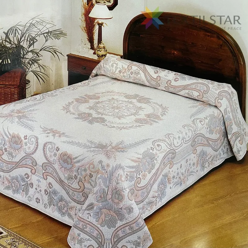 Bytový textil a dekorácie, Prehozy na posteľ - Prehoz na posteľ 170x210 farebný vzor kvetov na krémovom podklade